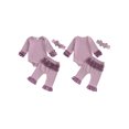 thumbnail image 2 of Rovasas Baby Girls Fall Outfit Ruffles Striped Print Romper and Pants Headband, 2 of 9