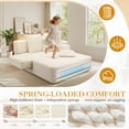 thumbnail image 4 of FFH 60" Chaise Lounge Chair Indoor, Convertible Sleeper Sofa Bed with Storage Pockets, Plush Corduroy Floor Lazy Sofa, Frameless Design, Beige, 4 of 11