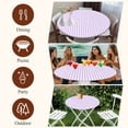 thumbnail image 7 of Purple White Stripe Round Tablecloth, Fitted Table Cover with Elastic for 36"-44" Round Tables, Modern Minimalist Geometric Striped Table Cloth Outdoor Indoor Dinning Party Waterproof Tablecloths, 7 of 7