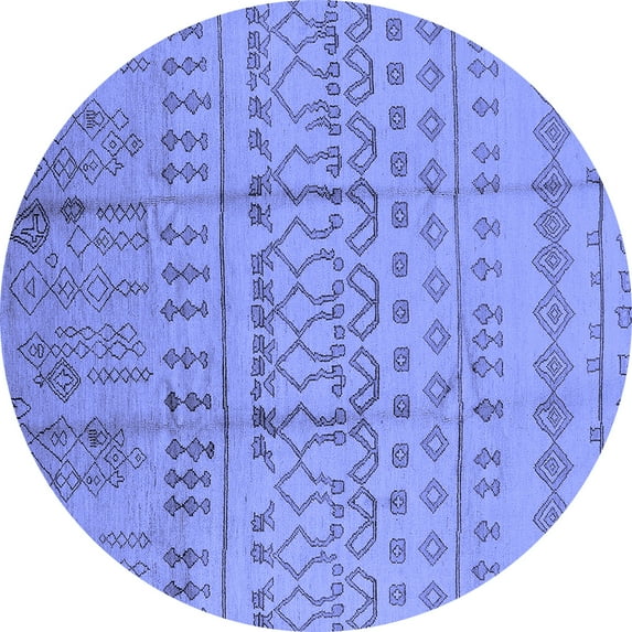 Ahgly Company Indoor Round Oriental Blue Industrial Area Rugs, 4' Round