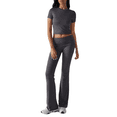 thumbnail image 2 of LYMAYTER Casual Outfits for Women‌ Cozy 2 Piece Lounge Set Short Sleeve Crop Top Fold Over Flare Pants, 2 of 9