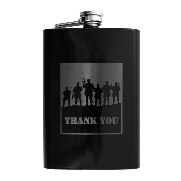 8oz Thank You - Military Black Flask L1