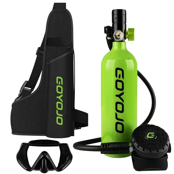 Minitanque de buceo GOYOJO de 1 litro con máscara, 3000 PSI, certificado DOT