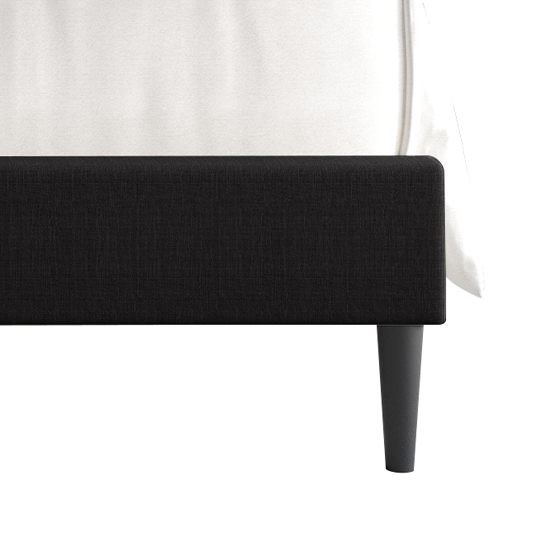 Castle Place Classic Linen Upholstered Twin Platform Bed, Black
