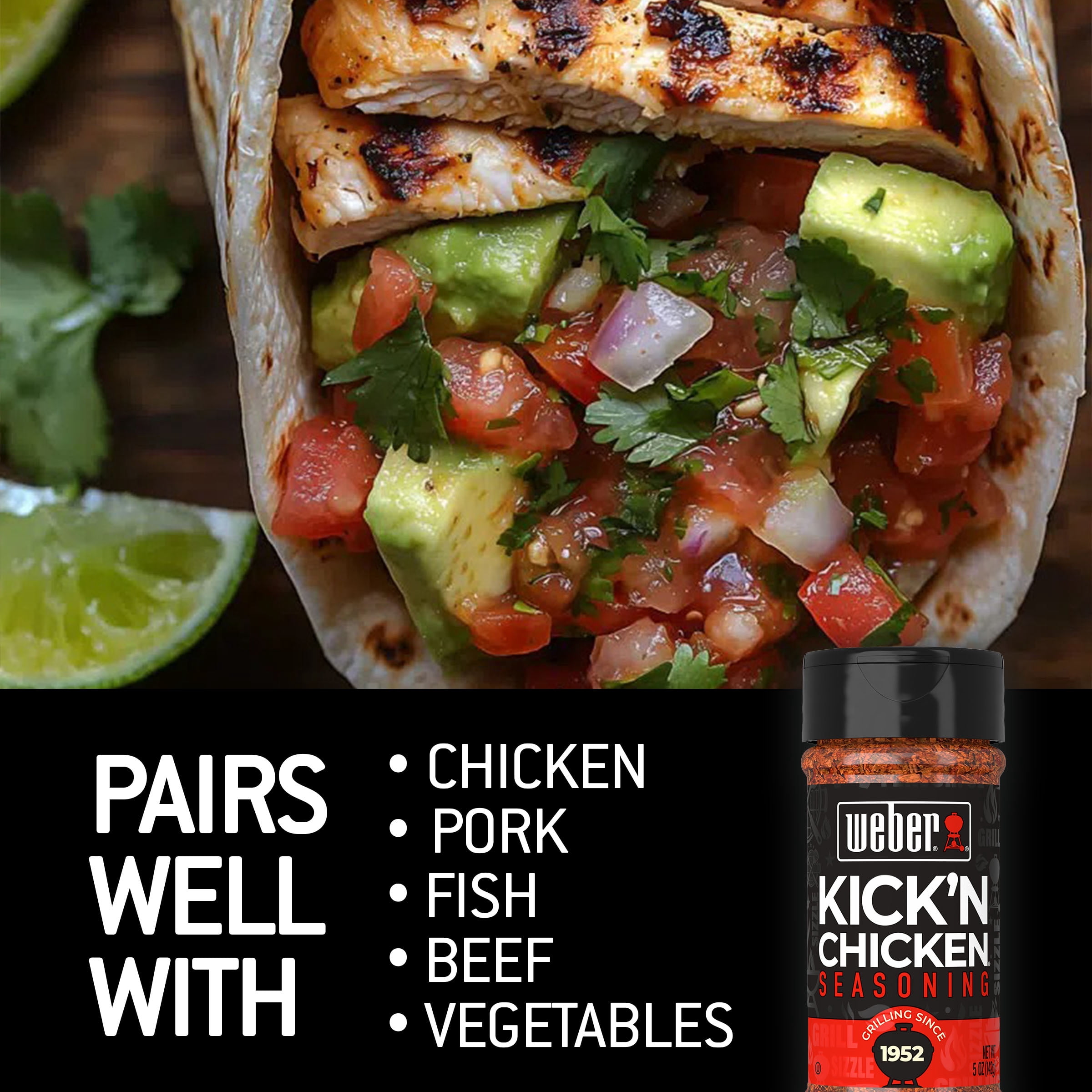 Weber Kick'n Chicken Seasoning, Gluten Free, 5 oz