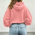 thumbnail image 5 of Warop Womens Drawstring Hooded Crop Sweatshirt with Side Pockets, Long Sleeve Pullover, Cotton Casual Athletic for Daily, 5 of 6