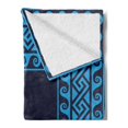 thumbnail image 2 of Greek Key Soft Flannel Fleece Throw Blanket, Swirling Waves with Maze Square Hellenic Motifs Sea Inspired Design, Cozy Plush for Indoor and Outdoor Use, 60" x 80", Blue Dark Blue, by Ambesonne, 2 of 5