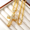 thumbnail image 5 of Hip Hop Cool Inlaid Zirconia Sparkling Cross Pendant 14K Yellow Gold Necklace for Men Women Universal Punk Party Favor Jewelry, 5 of 6