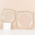 thumbnail image 2 of Efavormart 10 Pack | 8" Clear / Gold Wavy Rim Square Hard Plastic Dinner Plates, Disposable Party Plates, 2 of 11