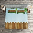 thumbnail image 2 of Ambesonne Rustic Quilted Coverlet 3 Pcs, Nature Yard Field Plank, Queen Size, Green Brown, 2 of 2