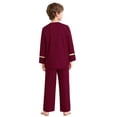 thumbnail image 2 of Zaldita Kids Boys Liturgical Praise Dance Top Long Sleeve Metallic Pullover Shirts with Wide Leg Pants Worship Dancewear Burgundy 14, 2 of 6