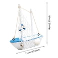 thumbnail image 3 of Mediterranean Sailboat Statue Nautical Coastal Tabletop Decor with Shell Lifebuoy Seagull Mini Wooden Sailboat Ornament for Living Room Bathroom Desk Beach Themed Home Decor Gift, 3 of 4