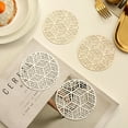 thumbnail image 3 of Happy date 4Pcs Cup Pad Wear resistant Exquisite Workmanship Hollow PVC Placemat Round Pad for Home, 3 of 8