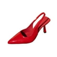 thumbnail image 2 of CQONEPT Women's Pointed Toe Slingback High Heels Stiletto Heels Fashion Patent Leather Ankle Strap Dress Shoes Red 41, 2 of 7