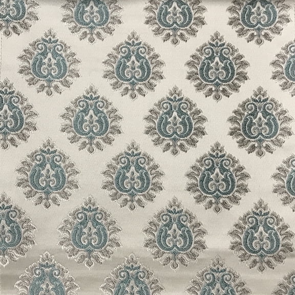 Decora Furnishings Luxurious Premium Jacquard Damask Motif Design Furnishing Fabric for Upholstery, Window Treatments, Craft Victorian Renaissance Rococo 54" Width Fabric by The Yard (Sapphire Blue)