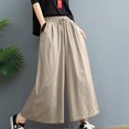 thumbnail image 5 of WIZUTIZ Women's Ice Silk Wide Leg Cropped Pants High Waist Elastic Band Lightweight Breathable Summer Trousers Solid Color Flowy Chic Soft, 5 of 5