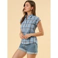 thumbnail image 4 of INSPIRE CHIC Women's Casual Plaids Short Sleeves Button Down Shirts, 4 of 6