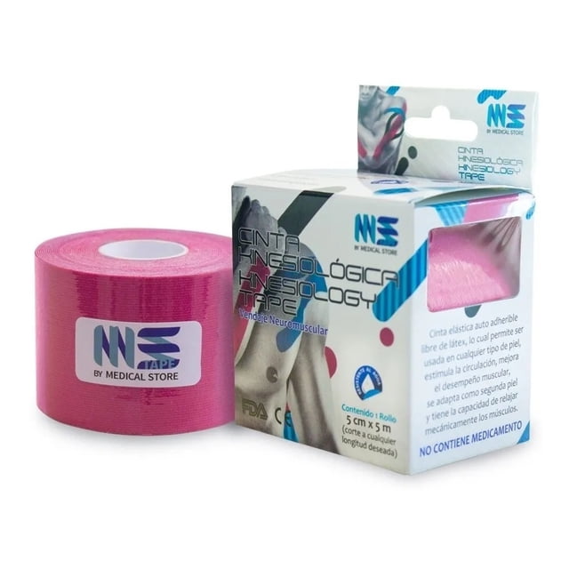 Cinta Kinesiológica Vendaje Neuromuscular Set De 3 Ms Tape Rosa MSTAPE 5 X 5