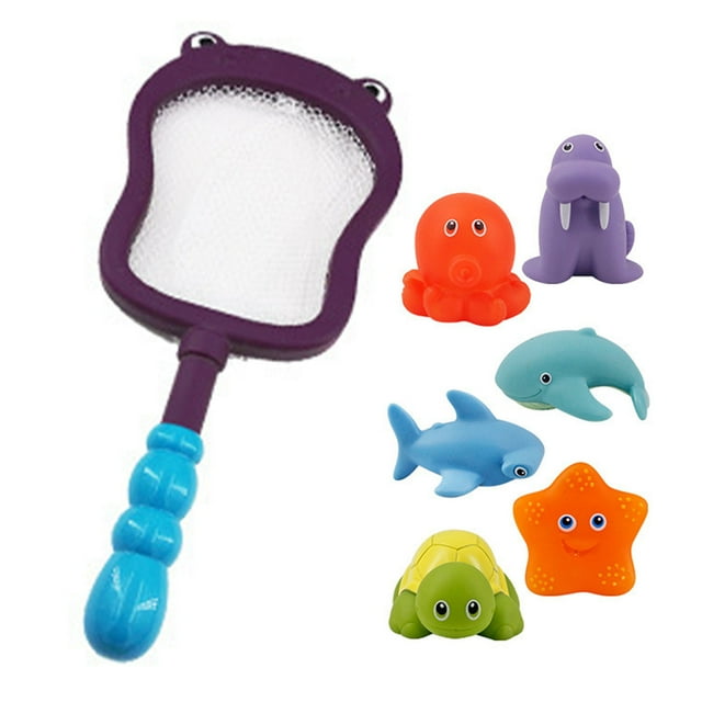 Infant Bath Toy, Cute Animal Bath Toy with BB Squeaker Bright Color Material for Family Interaction