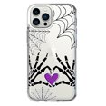 thumbnail image 1 of MUNDAZE Apple iPhone 13 Pro Max Shockproof Clear Hybrid Protective Phone Case Halloween Skeleton Heart Hands Spooky Spider Web Cover, 1 of 6
