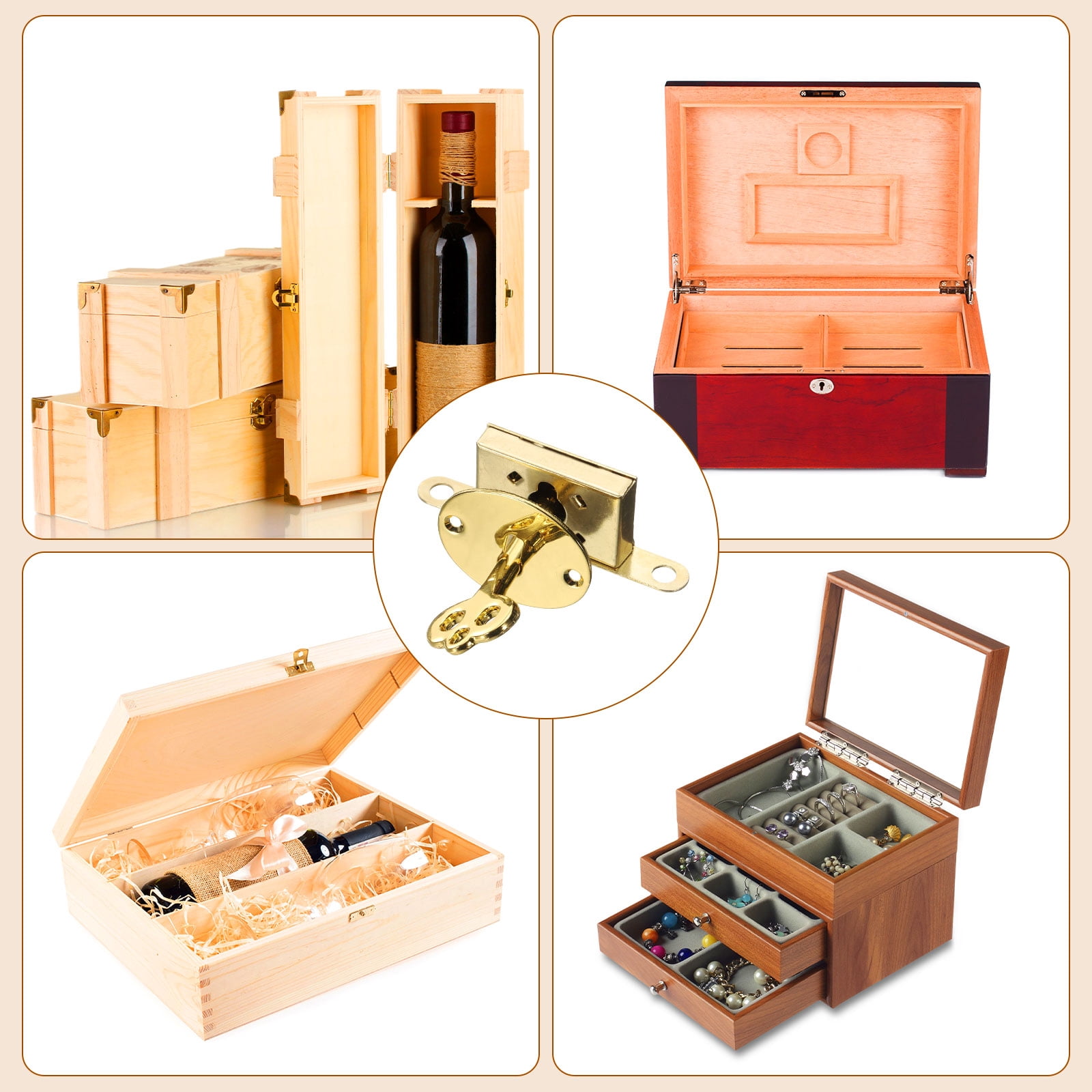 Unique Bargains Vintage Full Mortise Mini Locks Bronze