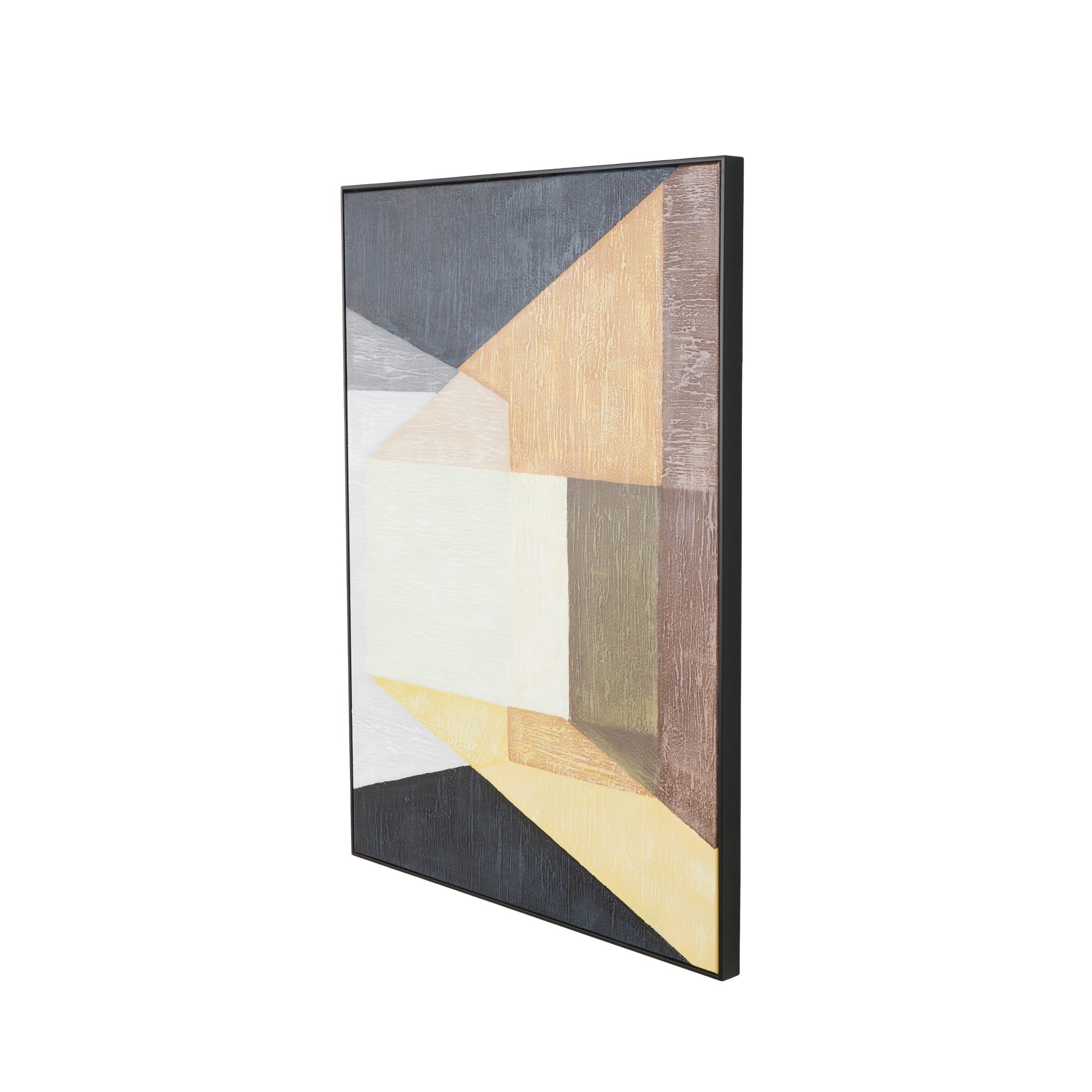 30" x 39" Square Color Block Shape Geometric Framed Wall Art with Black Frame, by DecMode