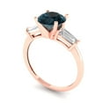 thumbnail image 2 of 2 ct Round Cut Natural London Blue Topaz Three-Stone Engagement Ring for Women in 18K Rose Gold, 2 of 5