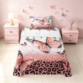 thumbnail image 2 of Homewish Pink Butterfly Twin Sheets for Girls, Glitter Leopard Print Bedding, 3-Piece (1 Flat Sheet, 1 Fitted Sheet and 1 Pillowcase), 2 of 6