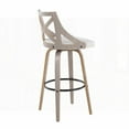thumbnail image 3 of Set of 2 - 30" Light Grey Wood & Cream Noise Fabric Farmhouse Barstools with Swivel & Black Metal Footrest by LumiSource, 3 of 5