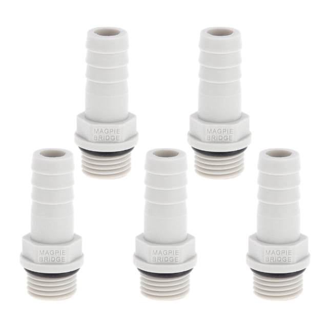 Conector de tubo recto con rosca macho de plástico Unique Bargains 25/64" 1/4"G en gris y blanco, 5 piezas