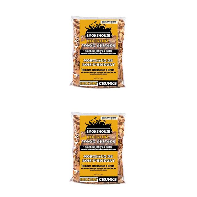 Smokehouse All Natural Flavored Hickory Wood Chunks, 1.75 Pound Bag (2 Pack)