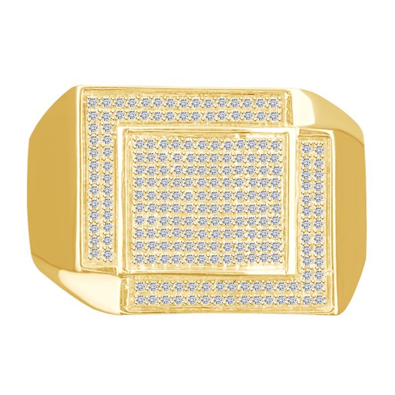 AFFY 0.50 Carat (Ctw) Round Shape White Natural Diamond Men's Anniversary Ring 10k Solid Gold