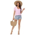thumbnail image 6 of Women's Square Neck Tops Ruffle Trim Sleeve T-Shirts for Summer Casual Short Tees, 6 of 7