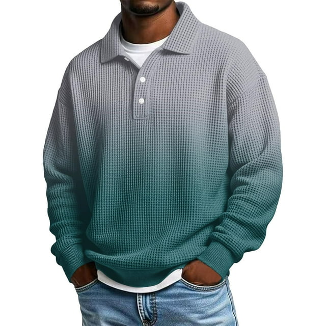 Adult Men’s Polo Shirts Long Sleeve Button Tees Shirt Lightweight Brown T Shirts for Men