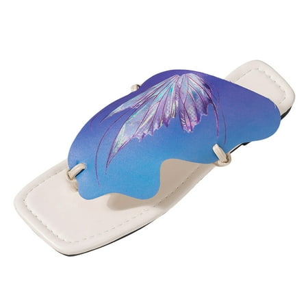 

WNVMWI Sandals Women Platform & Wedge Sandals Summer Waterproof Sandals for Women Purple Shoes Slippers Flip Flops Summer Casual Colourful Butterfly Soft Leather Beach Outer Wear Large Size Size 38