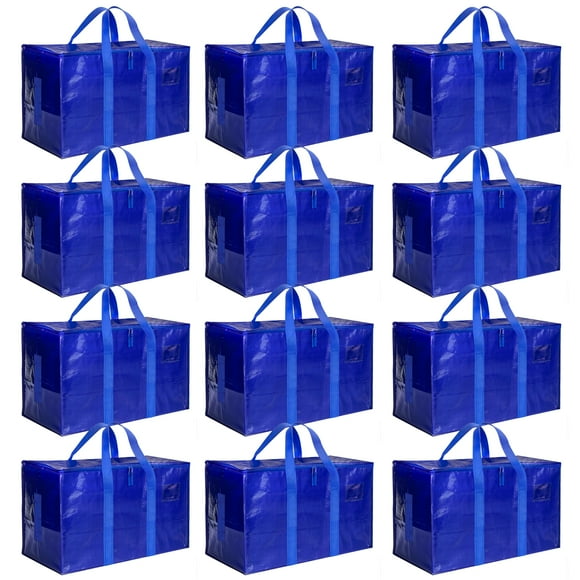 Bolsas de mudanza HealSmart, paquete de 12 unidades, grandes, con cremalleras y asas, color azul