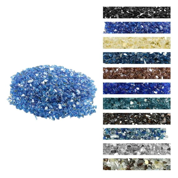 VEVOR Fire Glass, 10LBS / 4.5KG High-Temperature Resistant Fireplace Rocks, 1/4-Inch / 6.35 mm Reflective & Smokeless Firepit Glass Rock, High Luster Stone Landscaping for Fire Pit Table, Cobalt Blue