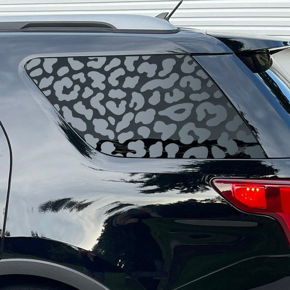 BOGAR TECH DESIGNS Precut Leopard Cheetah Rear Side Quarter Window Decal Stickers Compatible with Ford Explorer 2011-2019, Matte Black