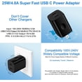 thumbnail image 6 of Samsung Charger Block 2 Port 25W Super Fast Charging Android Cable for Samsung Galaxy S25 Edge A15 A55 A35 A25 S24 Ultra A14 A54 A13 5G S23 iPhone 16 15, 60W 6FT USB C Cord Phone Wall Charger Adapter, 6 of 15