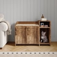 thumbnail image 2 of Hidden Cat Litter Box Furniture - Wooden Barn Door Cabinet with Storage Shelf | End Table Style Cat House Enclosure | Fits Most Litter Boxes | Odor Control, Ventilation | Modern Pet Furniture, 2 of 8