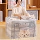 thumbnail image 2 of Caja de almacenamiento transparente grande, resistente al agua y a la humedad, plegable, para guardar ropa, armario de dormitorio, caja de almacenamiento de tela, 2 of 6
