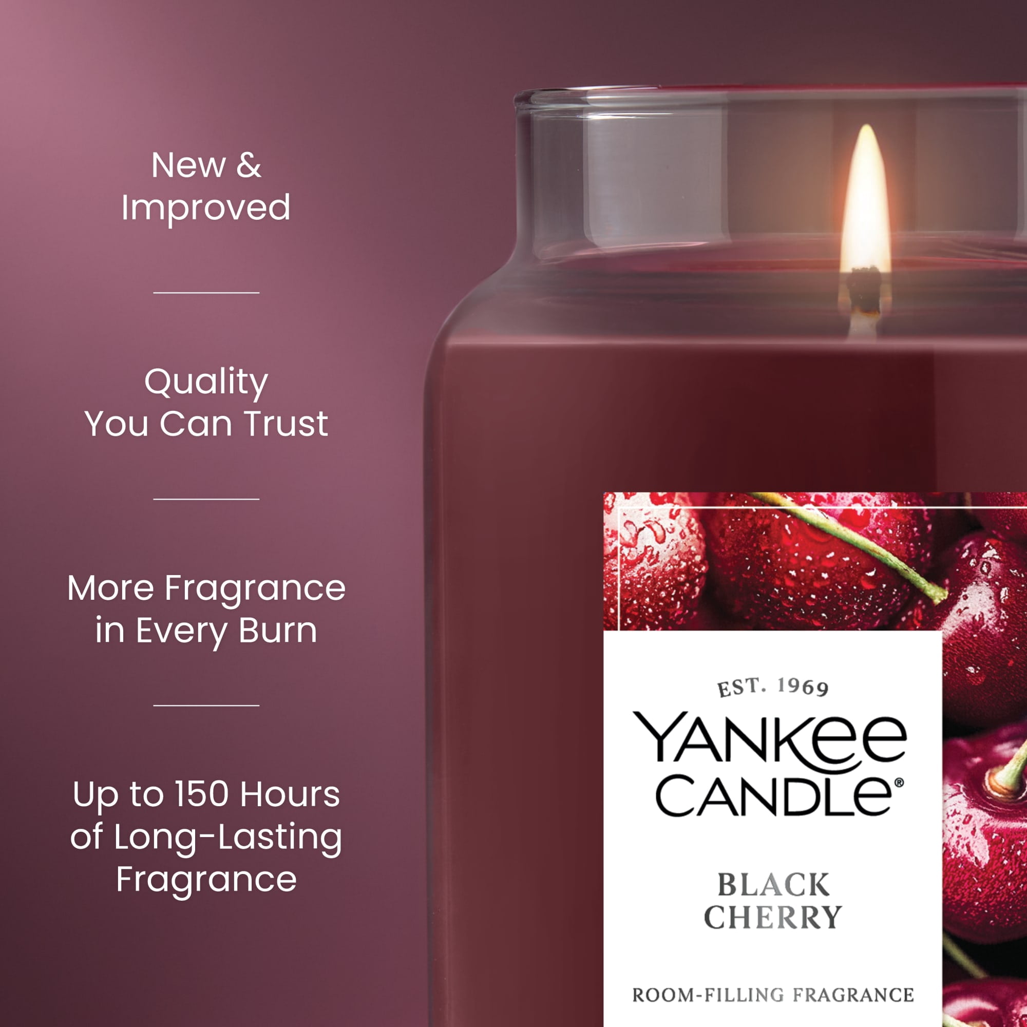 Yankee Candle Black Cherry Original Large Jar Scented Candles, 22 oz