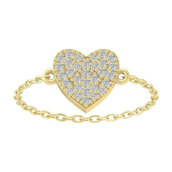 ARAIYA FINE JEWELRY 14K Yellow Gold Diamond Heart Chain Ring (1/6 cttw, I-J Color, I2-I3 Clarity) Size 7