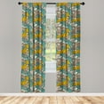 thumbnail image 3 of Ambesonne Floral Curtains, Drawing Style Vintage, Pair of 28"x84", Earth Yellow Turquoise, 3 of 5