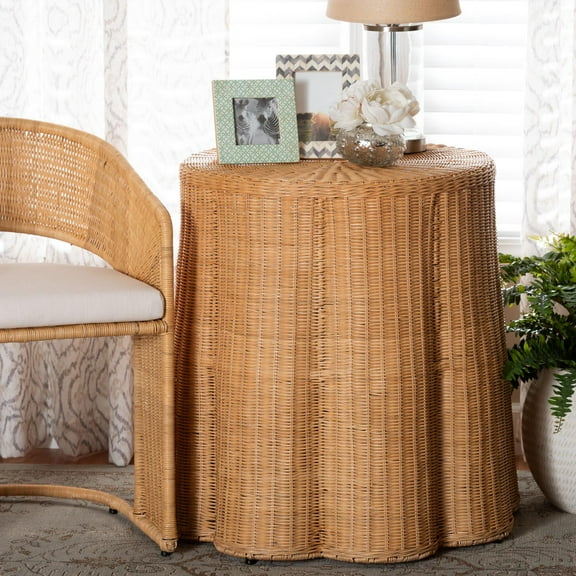 bali & pari Palm Boho Console Table, Natural Rattan, Honey