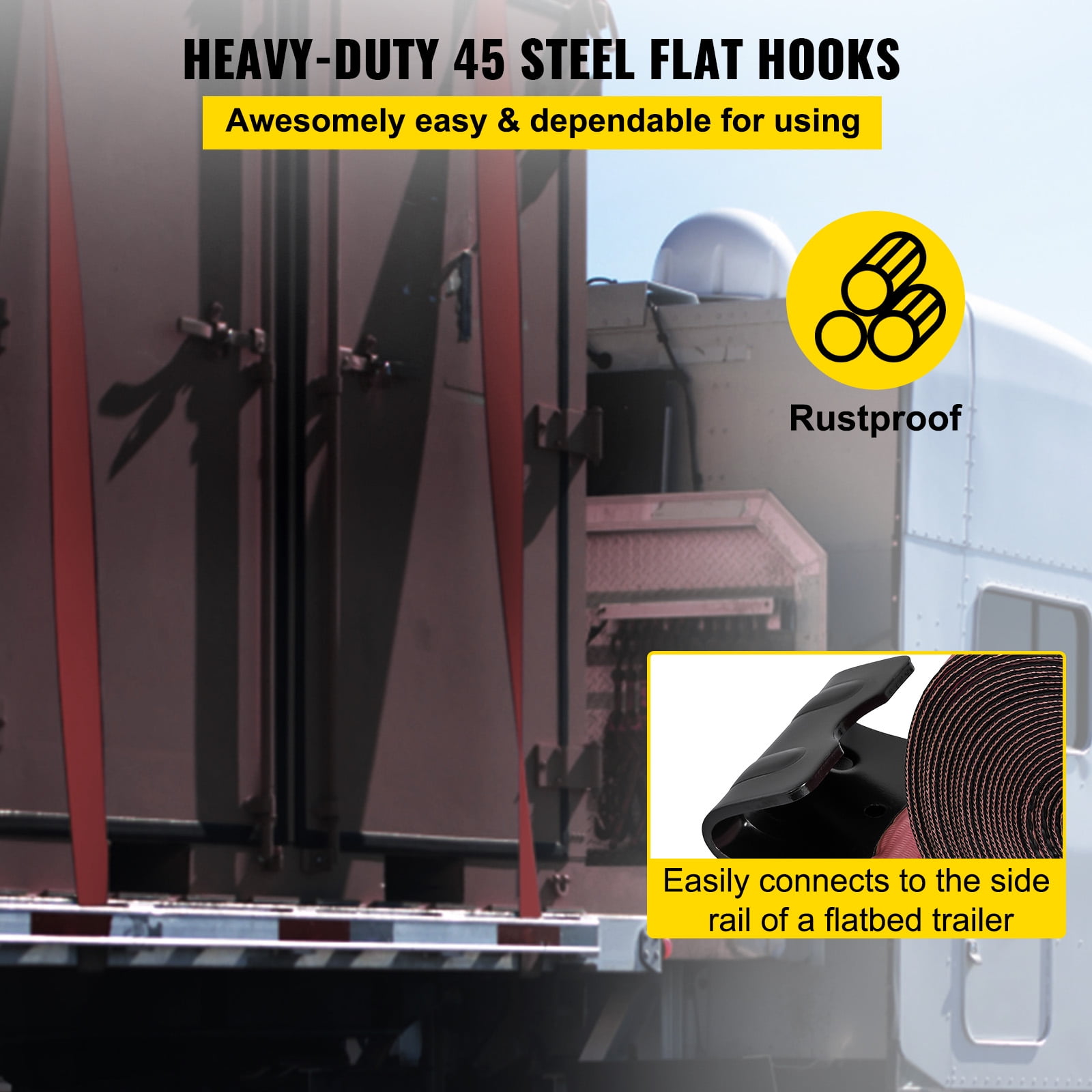 VEVOR Truck Straps 4" X30' Flatbed Straps Tie Down 15400lbs Load Capacity Flatbed Strap Cargo - View #2