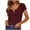 Wine, variant on Womens Summer Short Sleeve V Neck Ribbed Knit Button T Shirts Henley Solid Color Trendy BasicTee