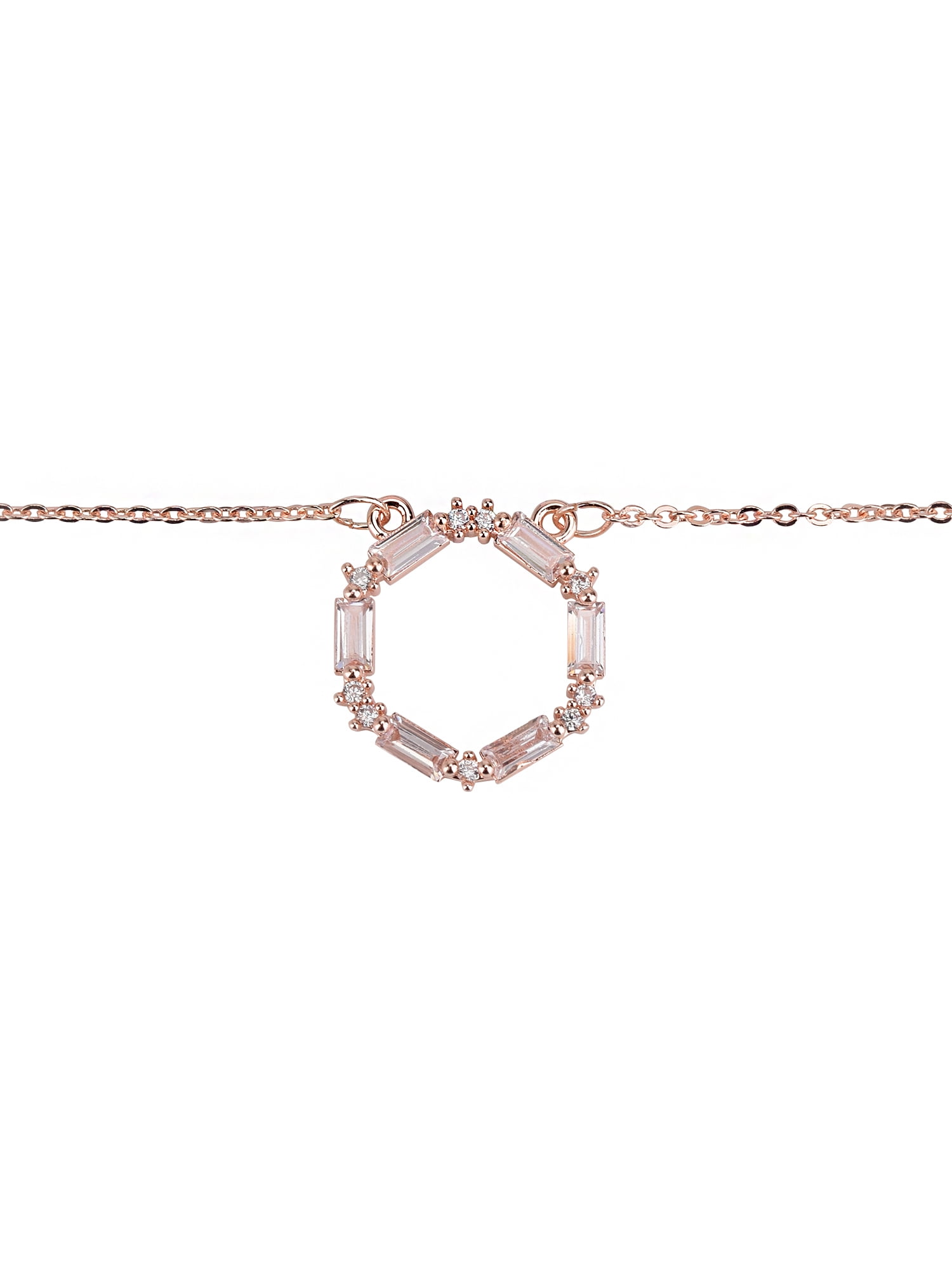 Time and Tru Adult Women's Rose Gold Tone Baguette Crystal Metal Pendant Necklace