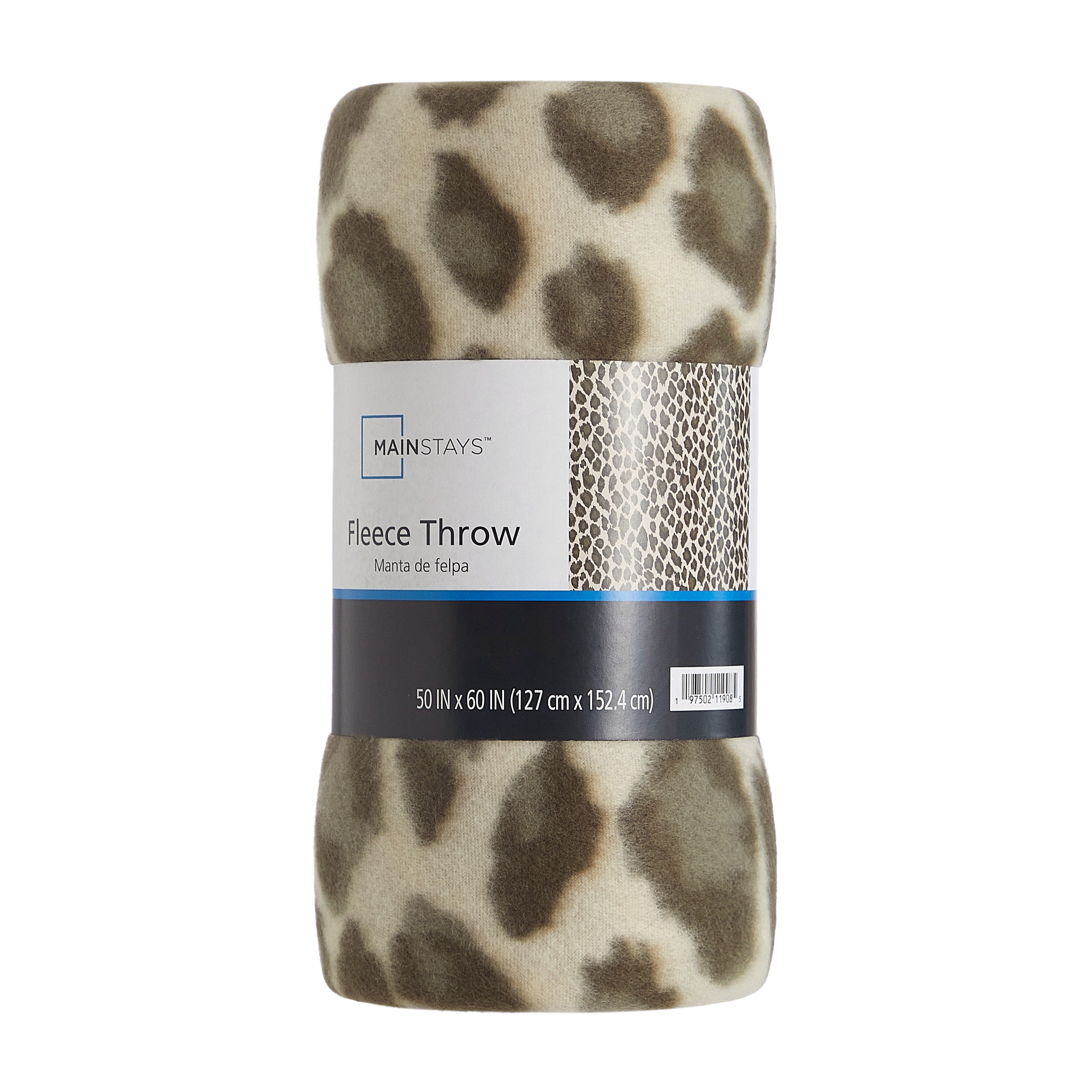 Mainstays Cozy Fleece Throw Blanket, Leopard, 50 in x 60 in