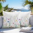 thumbnail image 3 of Pink Blue Floral Throw Pillow Covers 16x16 Inch Set of 2, Farmhouse Garden Flowers Botanical Waterproof Outdoor Pillow Covers, Decorative Cushion Pillowcases for Couch, Sofa, Bed, Garden, Patio, 3 of 9